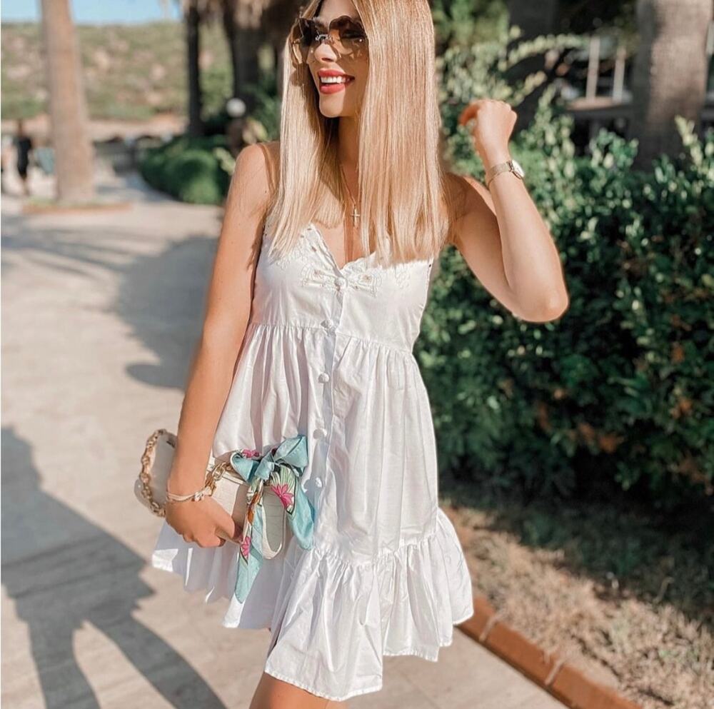 ZARA BLOGGER FAVORITE EMBROIDERED POPLIN DRESS WHITE